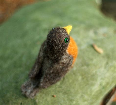 Needle Felted Robin Bird Miniature By Greyfoxfelting On Etsy