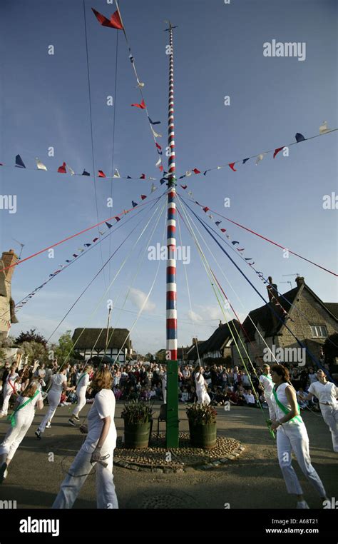 Traditional Maypole Dancing In The Worcestershire Village Of Offenham