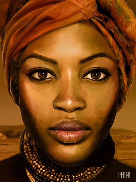 A Woman Sira Sandberg Contemporary Figurative Art Female Head African Headdress Black Face