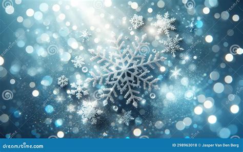 Sparkling Winter Wonderland Snowflake Background Ai Generated Stock