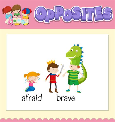 Opposite Words For Afraid And Brave 6581488 Vector Art At Vecteezy