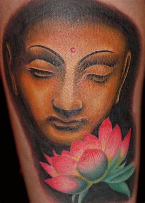 Beautiful Colorful Buddha With Lotus Tattoo Tattooimages Biz