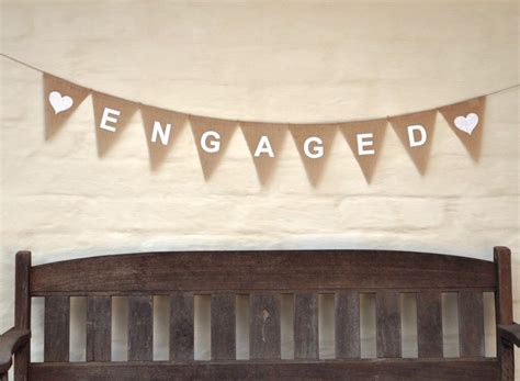 Engaged Hessian Burlap Wedding Celebration Engagement Party Banner