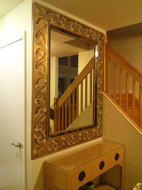 For those homes that have the stairway front and center when you first walk in, setting something up in that awkward little space underneath the stairs could make more sense than placing it on one of the walls beside the front door. Dramatic Antique Entryway Mirror Masterpiece For Sale ...