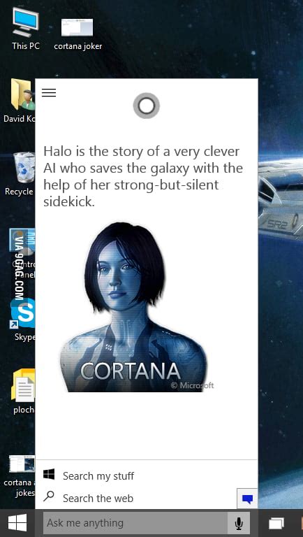 Get Windows 10 Trial Ask Cortana If She Know Halo Master Chief Must