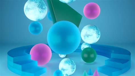 3d Shapes Blue Purple Geometric Balls Hd Abstract Wallpapers Hd