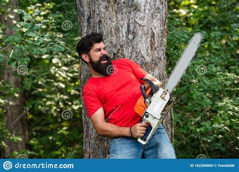 Man Doing Mans Job Happy Woodworkers Lumberjack Lumberjack With