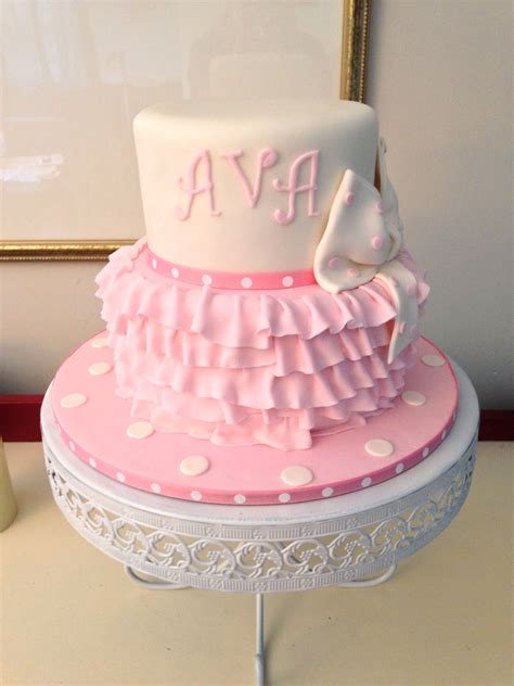 Pink and white polka dot baby shower cake, by Amy Hart ...