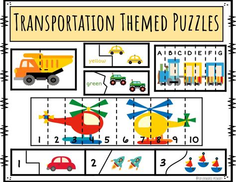 Transportation Themed Printable Puzzles Pack For Prek And Kindergarten