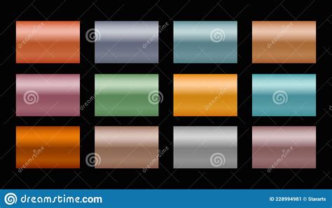 Set Of Metal Gradients In Different Shades And Colors Stock Vector