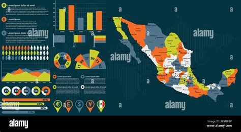 Detailed Mexico Map With Infographic Elements Vector Illustration