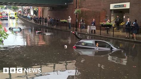 Cars Stuck In Water After Floods In England And Scotland Bbc News