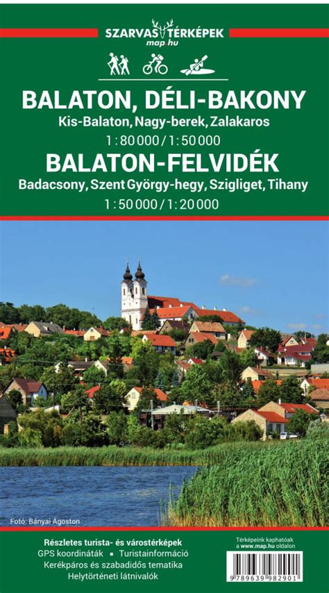 Felvidék magyaroktól sűrűn lakott tájait négy szelvényen tudtuk ábrázolni. Balaton és környéke, Balaton-felvidék térkép - Szarvas & Faragó - Espolarte
