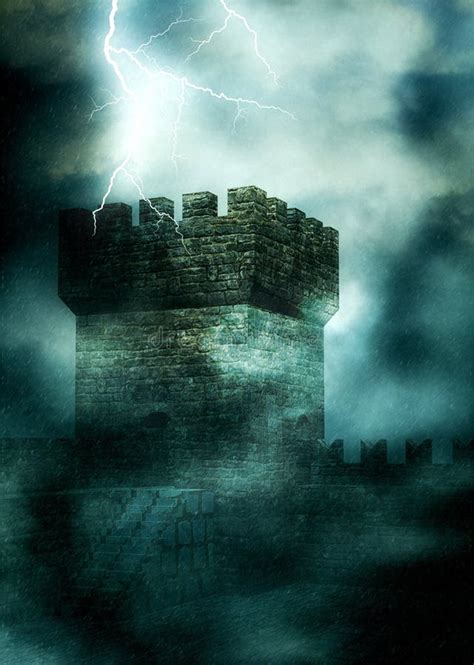 Medieval Fortress Over Starry Sky Stock Illustration Illustration Of