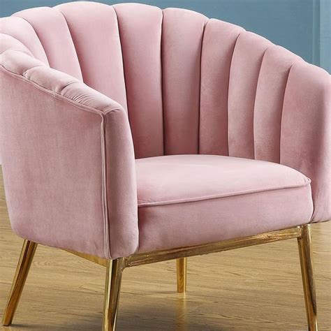 Venetian Worldwide Colla Pink Velvet And Gold Finish Accent Chair Va