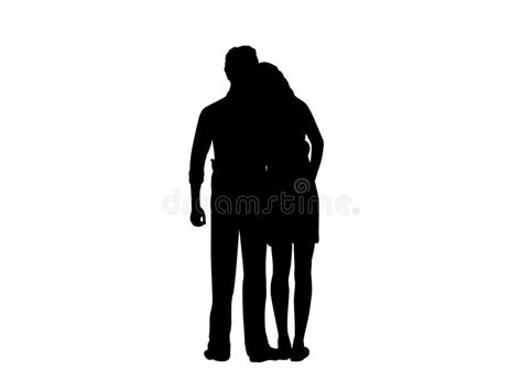 Silhouette Two Lovers Man And Woman Embracing Stock Vector