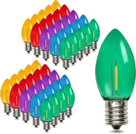 Meilux 50 Pack C9 Led Replacement Christmas Light Bulbs Multicolor