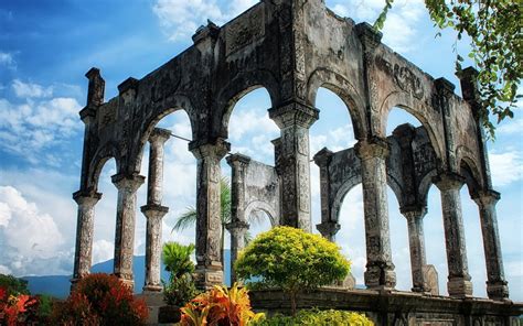 Ruin Ancient Architecture Plants Sky Wallpapers Hd Desktop And