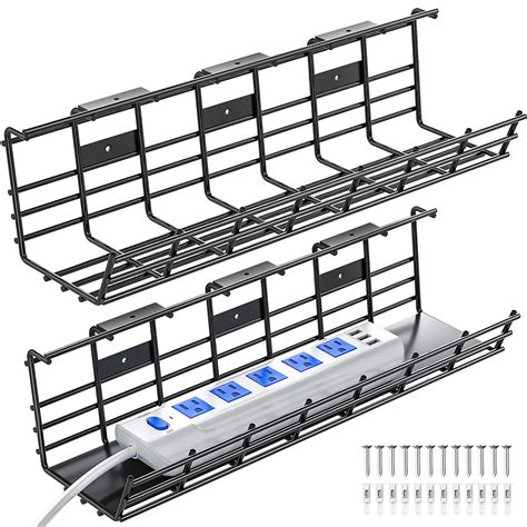 Under Desk Cable Management Tray 2 Pack Super Sturdy Desk Wire