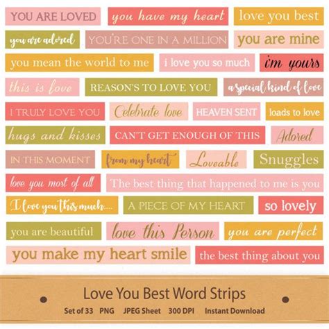Word Strips Free Printable Printable Love Stickers For Scrapbooking