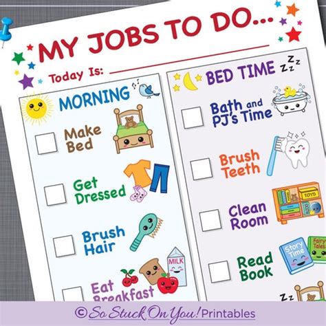 Routine Chore Chart For Morning And Bedtime Instant Download Etsy