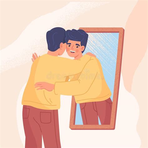 Man Hugging His Reflection Stock Vector Illustration Of Support 256765099