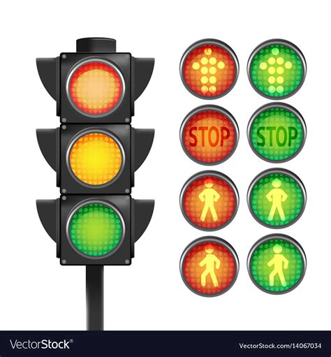 Traffic Light Red Yellow Green Isolate Royalty Free Vector