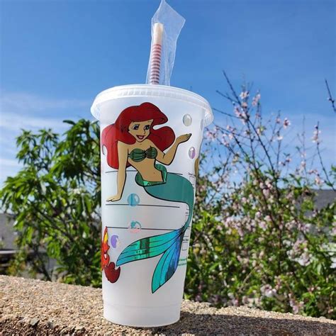 The Little Mermaid Starbucks Reusable Cold Cup Ariel Etsy Mermaid