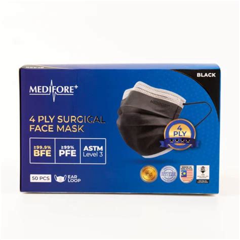 Buy Medifore 4 Ply Surgical Face Mask Black Doctoroncall