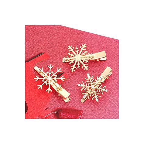 Christmas Snowflake Hair Clips Clear Crystal Rhinestone Snowflake Hair