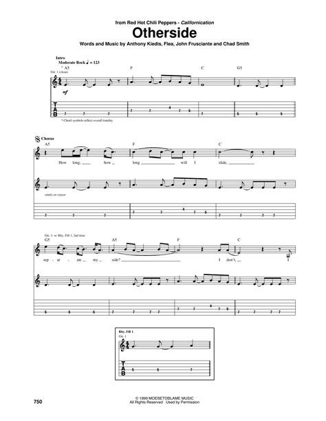 Otherside By Red Hot Chili Peppers Guitar Tab Guitar Instructor