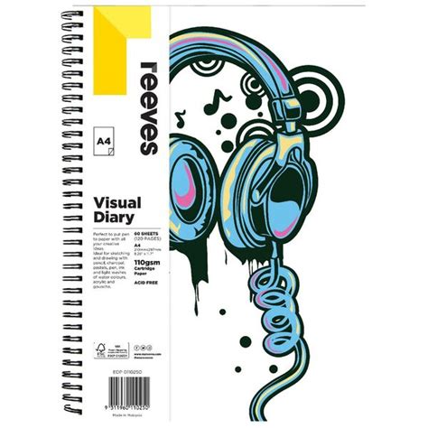 Reeves A4 Visual Art Diary 110gsm 60 Sheets Headphones Officeworks