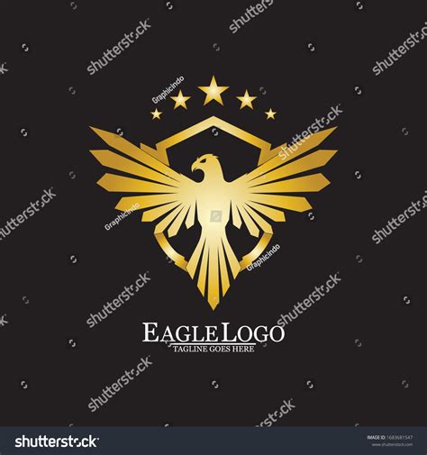Golden Eagle Shield Logo Design Stock Vector Royalty Free 1683681547