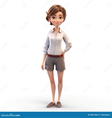 realistic 3d cartoon girl standing illustration by alex hirsch stock illustration illustration