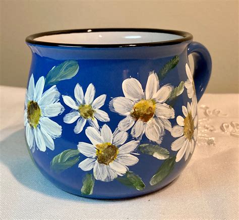 Hand Painted Mug Ceramic Coffee Mug Wild Flowers Cup Etsy