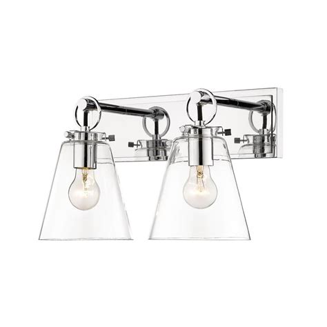harper 15 5 in 2 light chrome vanity light with glass shade 483 2v ch the home depot