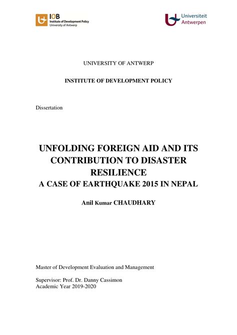 Pdf Unfolding Foreign Aid And Its Contribution To Disaster Resilience
