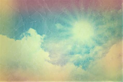 Vintage Blue Sky With Clouds With Retro Effect Stock Illustration