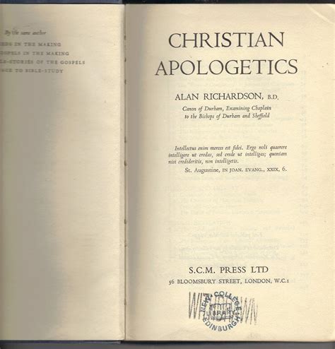 Christian Apologetics Richardson Alan Amazon Com Books