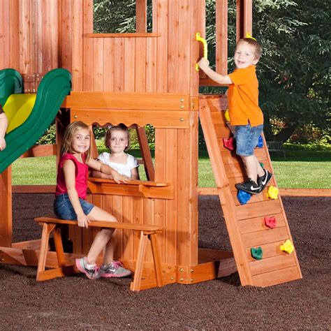 Backyard Discovery Somerset Wood Swing Set With Fort And Sandbox