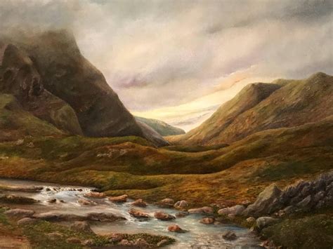 Norman Henly Misty Scottish Highlands River Landscape Signed British