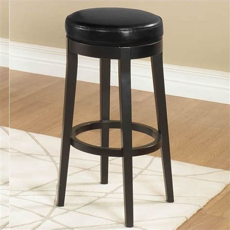 Banford ebony wood upholstered counter stool with back and black seat (set of 2) (17.51 in. Armen Living 26" Round Backless Swivel Counter Stool in ...