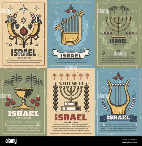 Israel Diseño Vectorial De La Religión Judaísmo Y Símbolos De La