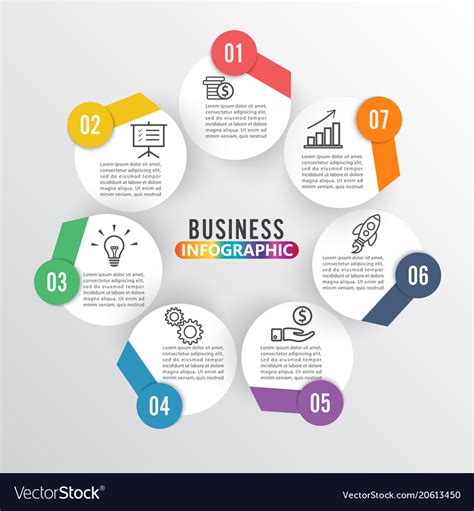 We've chosen list infographics as they're the most beginner friendly. Infographics 7 options template for Royalty Free Vector