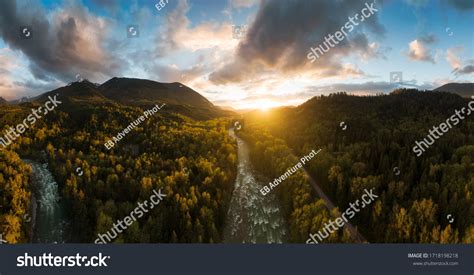 Aerial Panoramic View Beautiful Valley Canadian Stock Photo 1718198218