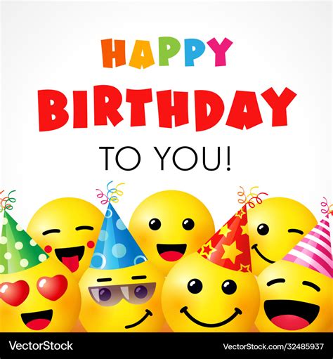 Happy Birthday To You Smile Icons Card Royalty Free Vector