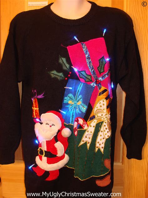 80s Christmas Sweater With Santa Ts And Lights G280 My Ugly
