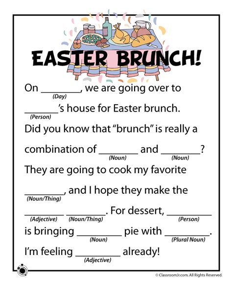 Easter Mad Libs Easter Brunch Woo Jr Kids Activities