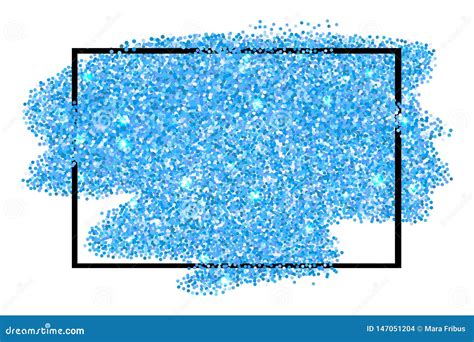 Blue Glitter Texture Border Isolated Over White Background Stock Vector