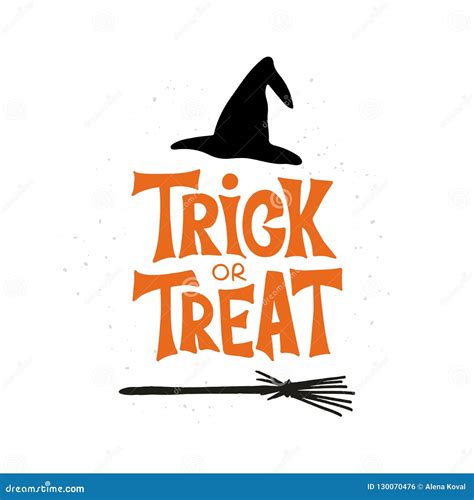 Trick Or Treat Handdrawn Lettering Typography Stock Illustration